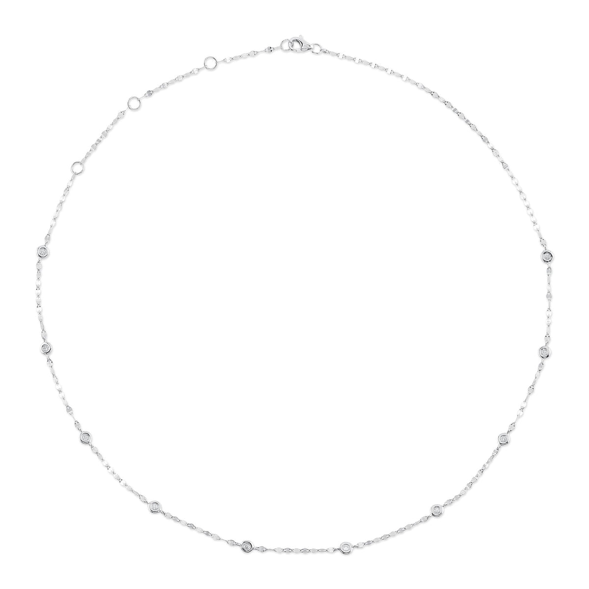 14kt. White Gold 18in Diamond by the Yard Bezel Necklace Necklaces Shy Creation