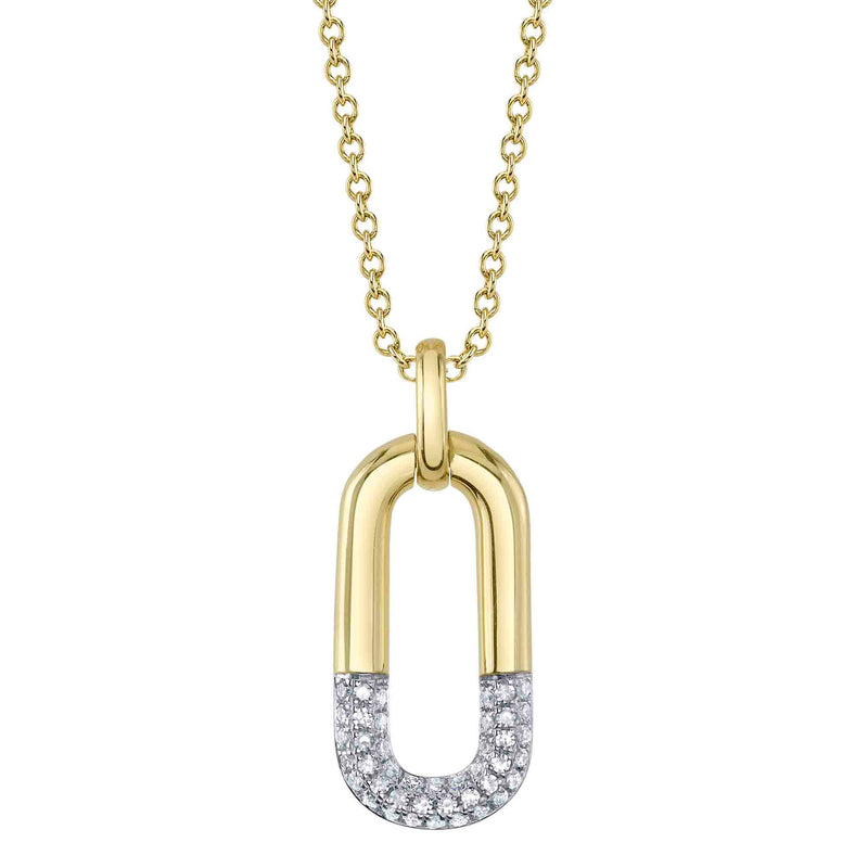 14kt Yellow Gold Diamond Necklace / 0.10ct Diamond Pave Pendants Shy Creation
