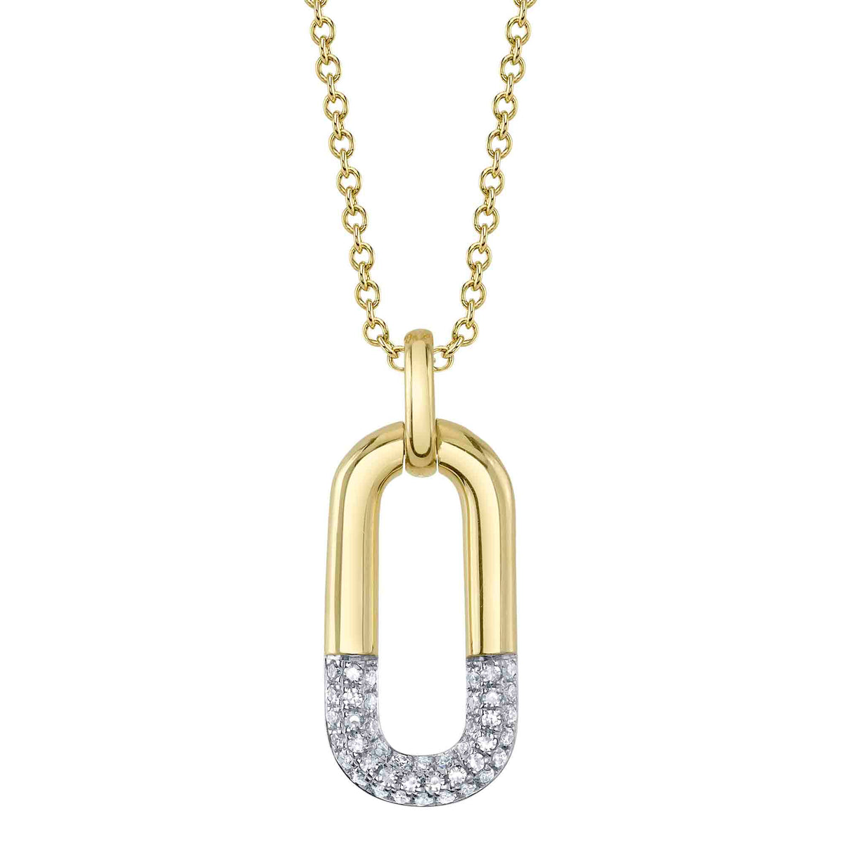 14kt Yellow Gold Diamond Necklace / 0.10ct Diamond Pave Pendants Shy Creation