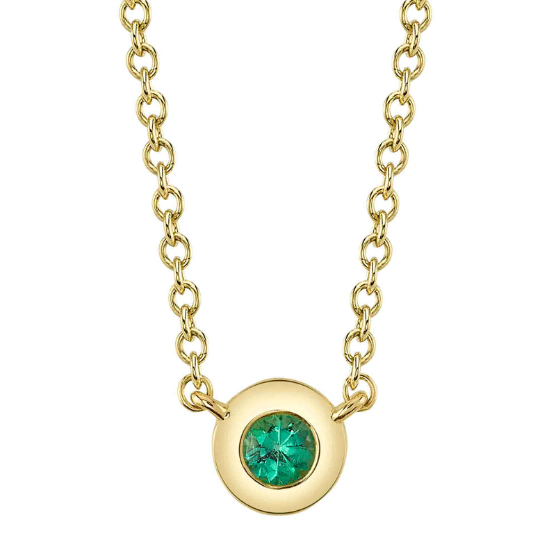 14kt Yellow Gold Emerald Bezel Pendant Necklace Pendants Shy Creation