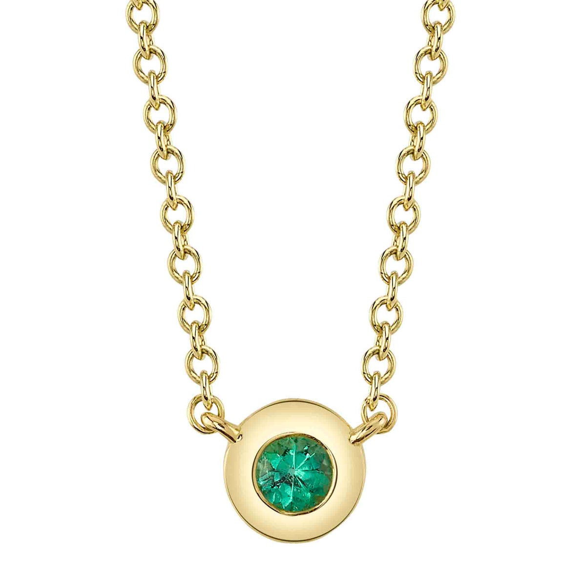 14kt Yellow Gold Emerald Bezel Pendant Necklace Pendants Shy Creation