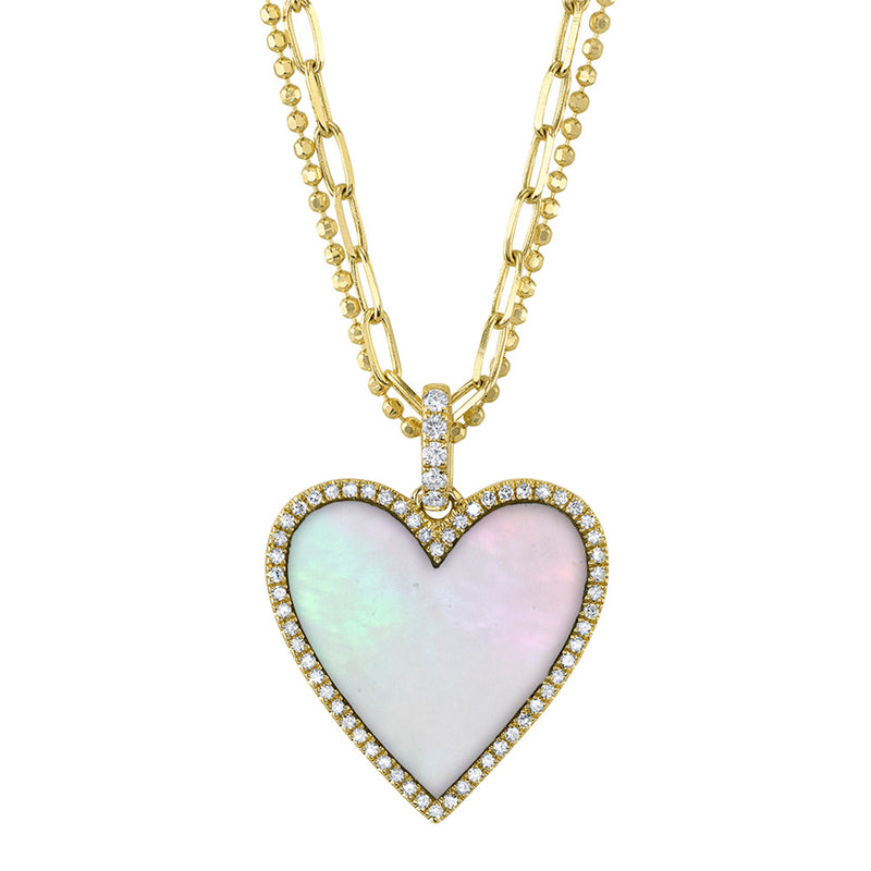 14kt Yellow Gold Mother of Pearl Heart Necklace Necklaces Shy Creation
