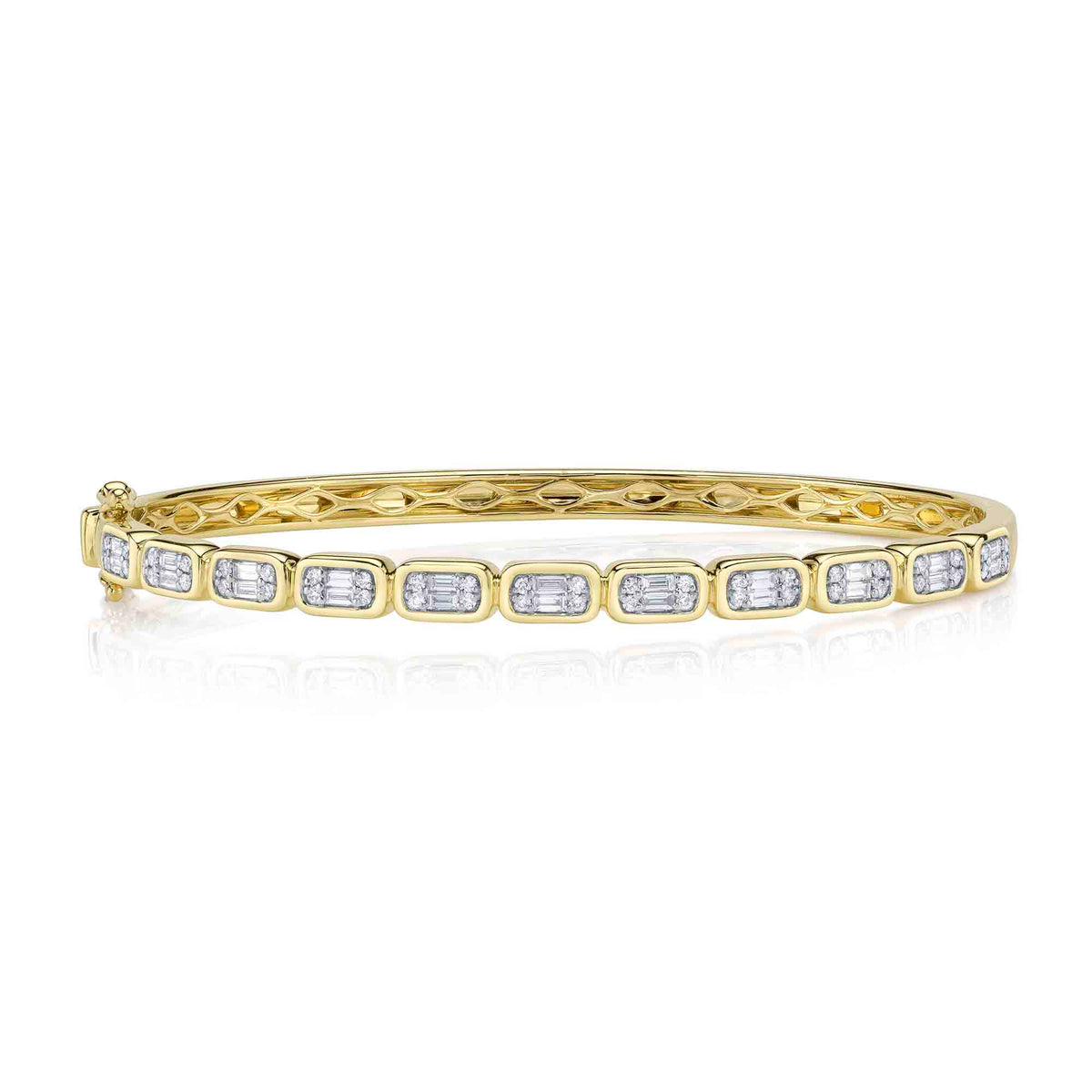 14kt. Yellow gold Diamond Baguette Bangle with 0.65ct Diamond Baguette Bezel set Bracelets Shy Creation
