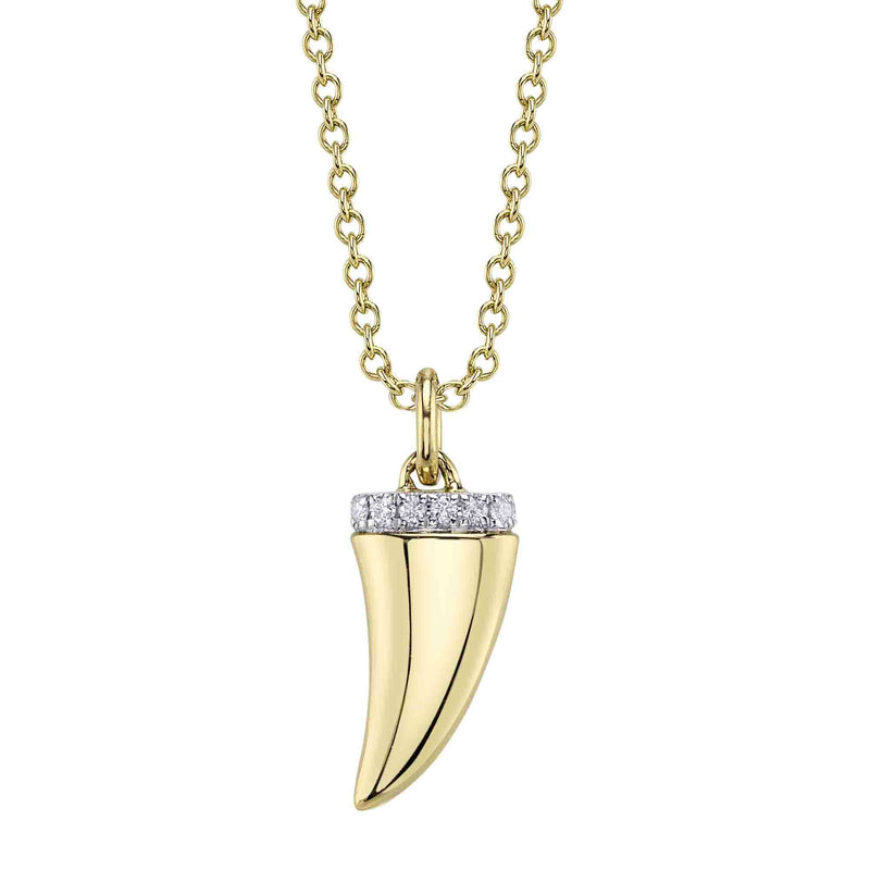 14kt. Yellow Gold Diamond Tusk Pendant Necklace Necklaces Shy Creation