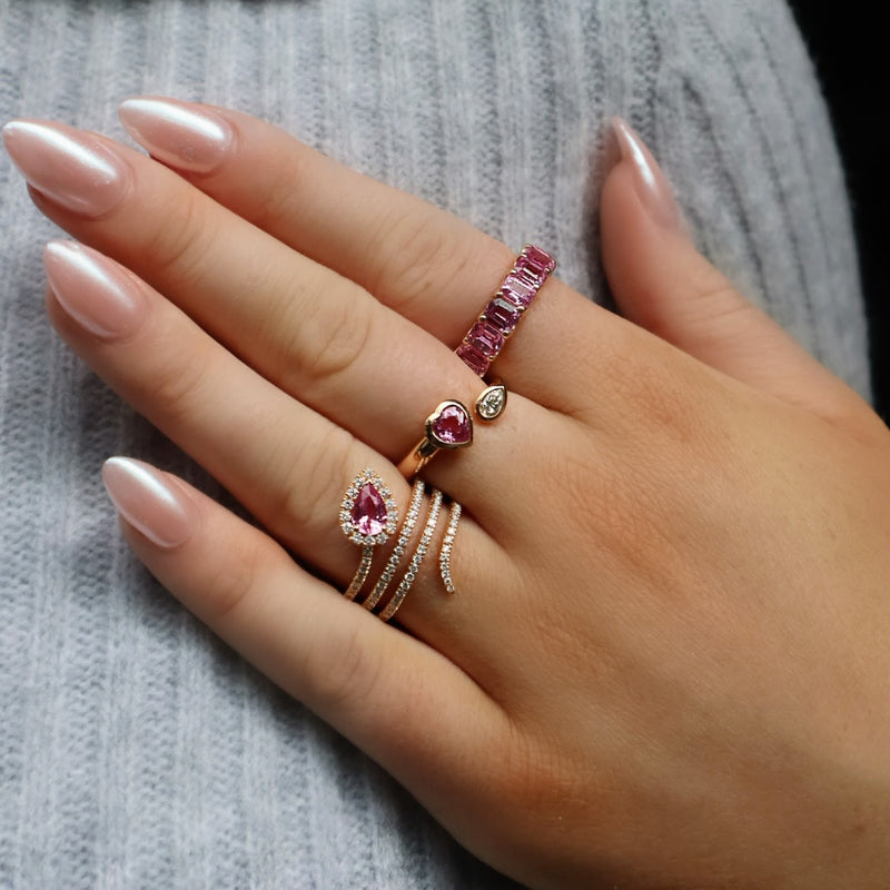 Pink Sapphire 18K Rose Gold Eternity Band Ring Rings Curated by H
