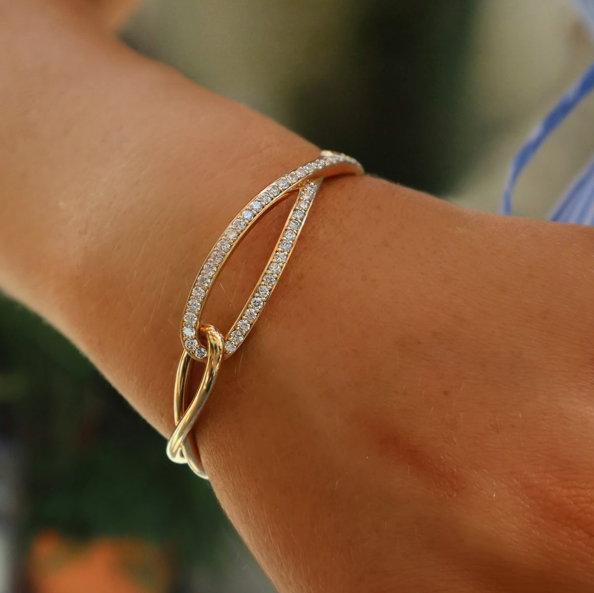 Rose Gold Pave Diamond Cuff Bracelet - Alternate View 2