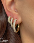 Yellow Gold Diamond Pave Hoop Earrings Earrings Gift Giving