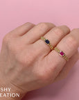 Yellow Gold Ruby Chain Link Ring Rings Shy Creation