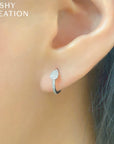 White Gold Pave Pear Shape Diamond Huggie Earrings Earrings Shy Creation