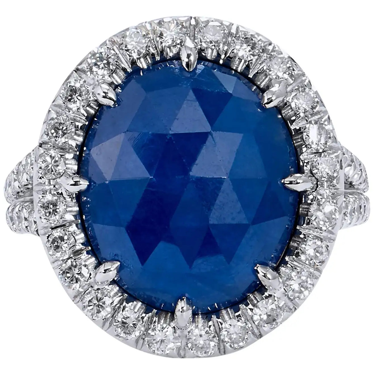 5.59 Carat No Heat Blue Sapphire and Diamond Ring Rings H&H Jewels