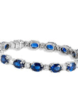 Glamorous Royal Blue Sapphire and Diamond Tennis Bracelet Bracelets H&H Jewels