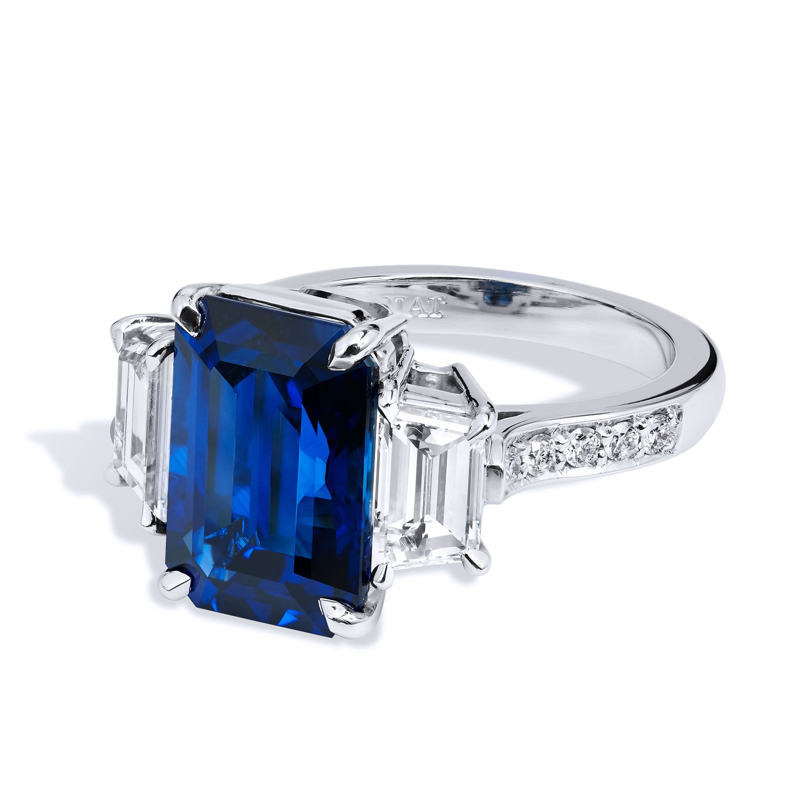 Madagascar Royal Blue Sapphire Diamond Platinum Ring Rings H&amp;H Jewels