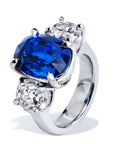 10.16ct Royal Deep Blue Sapphire and Antique Cushion Diamond Ring Rings H&H Jewels