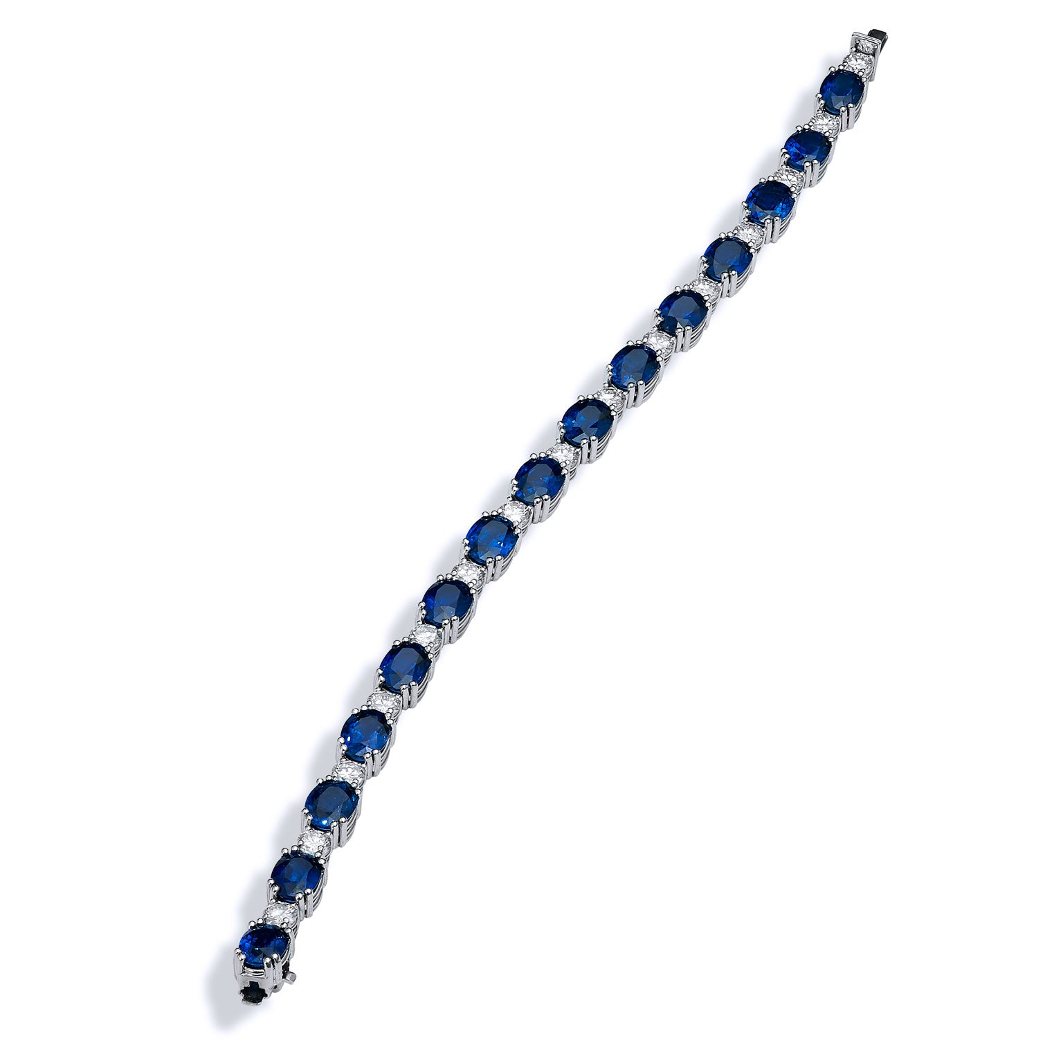 Glamorous Royal Blue Sapphire and Diamond Tennis Bracelet Bracelets H&amp;H Jewels
