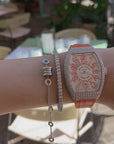 Franck Muller Lady Vanguard Diamond Case Watch - Matte Orange Strap