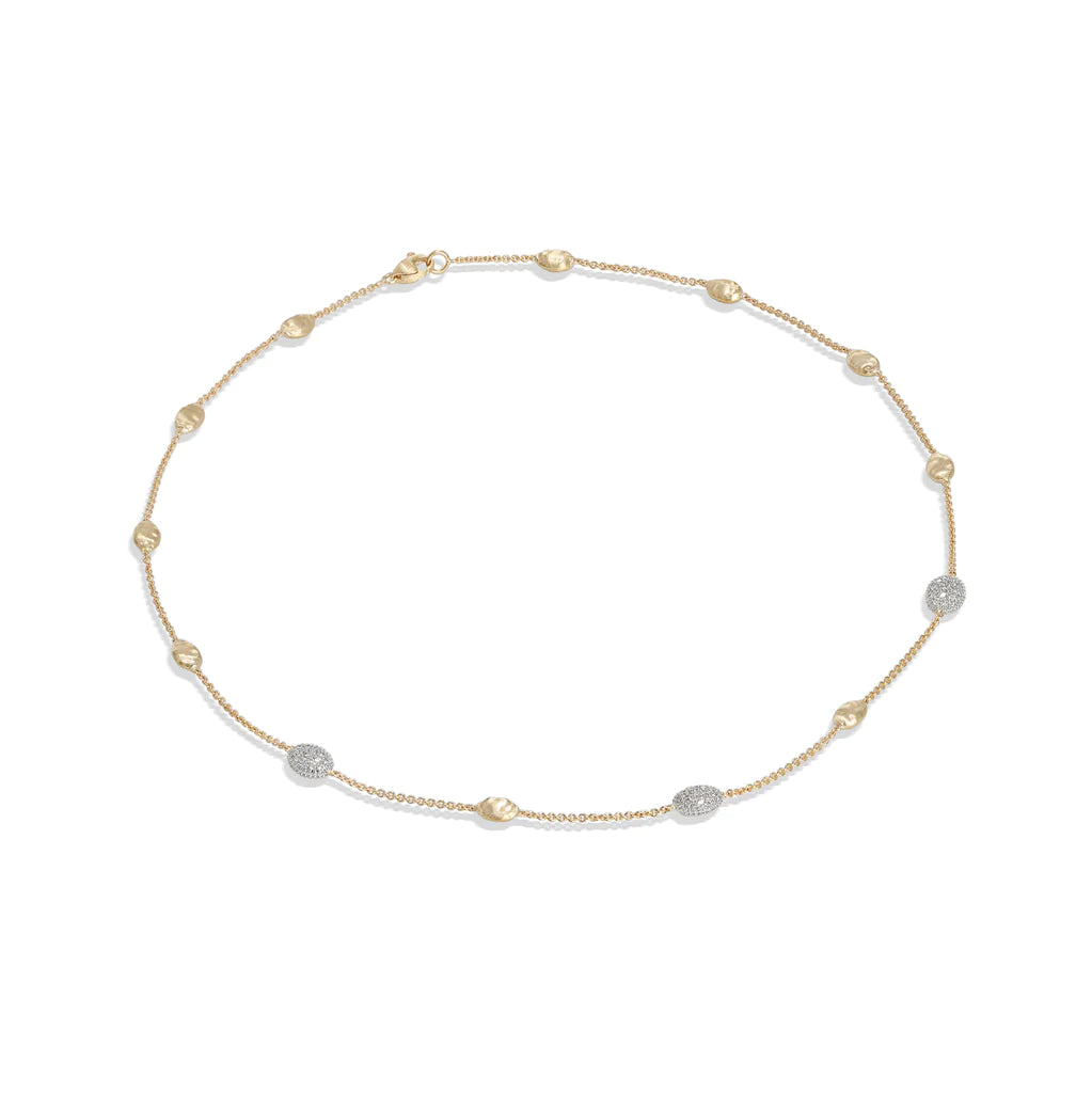 18kt Yellow Gold and Diamond Siviglia  Collection Small Bead Necklace Necklaces Marco Bicego