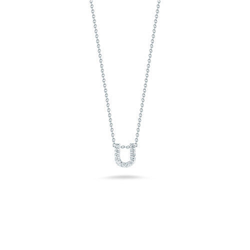 18kt White Gold Tiny Treasures Diamond Love Letter "U" Pendant Necklace Necklaces Roberto Coin