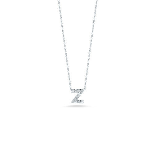18kt White Gold Tiny Treasures Diamond Love Letter "Z" Pendant Necklaces Roberto Coin