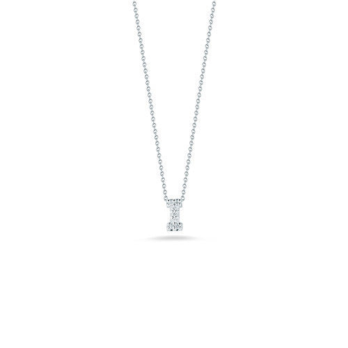 18K White Gold Tiny Treasures Diamond Love Letter "I" Pendant Necklaces Roberto Coin