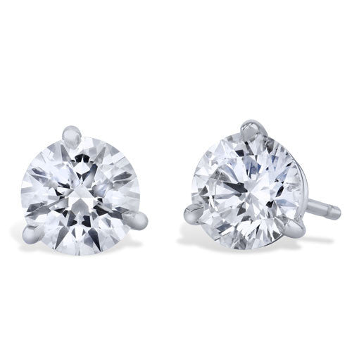 Handmade 3.03CT Three-Prong Diamond Studs Earrings H&H Jewels