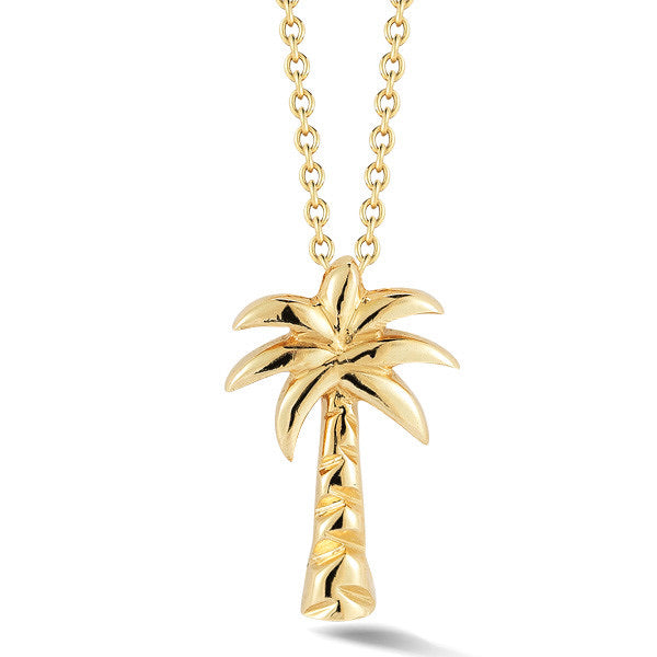 18kt Yellow Gold Tiny Treasures Palm Tree Pendant Necklaces Roberto Coin