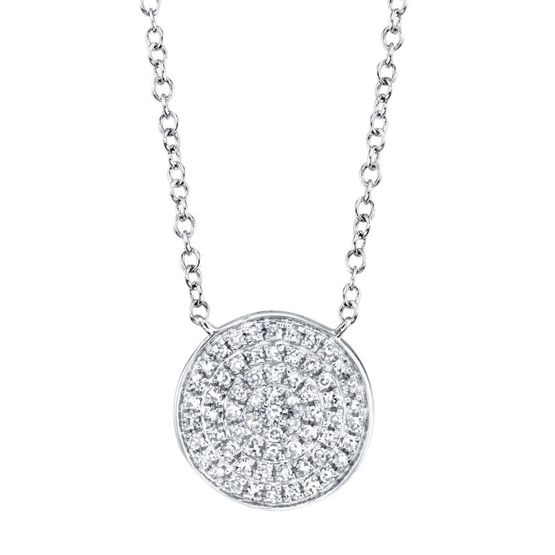 0.15ct Diamond Pave Disc Circle Pendant Necklace Necklaces Gift Giving