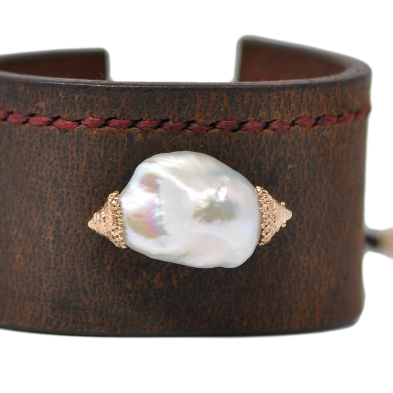 Baroque Wide Leather Bracelet Bracelets Armenta