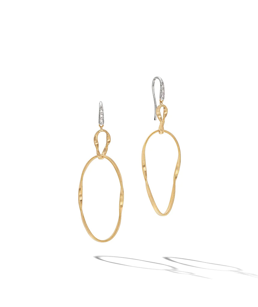 18kt Yellow Gold and Diamond Marrakech Onde Collection Double Drop Hook Earring Earrings Marco Bicego