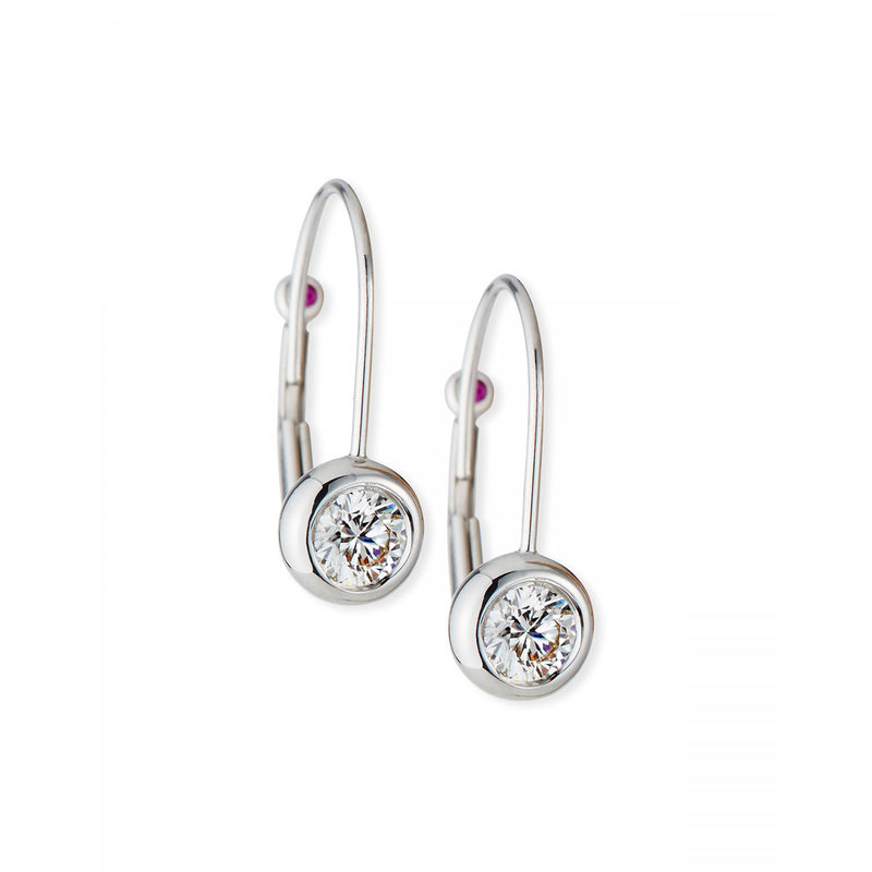 18kt White Gold Tiny Treasures Diamond Bezel Euro Drop Earrings Earrings Roberto Coin