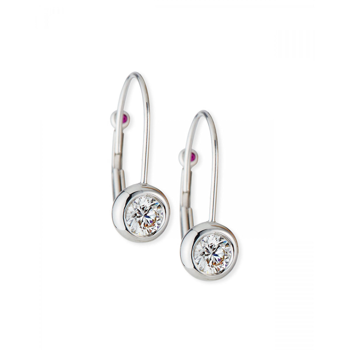 18kt White Gold Tiny Treasures Diamond Bezel Euro Drop Earrings Earrings Roberto Coin