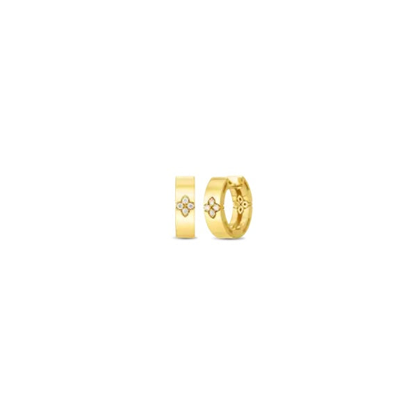 18kt Yellow Gold Love in Verona Accent Small Hoop Earrings Earrings Roberto Coin