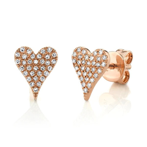 14kt Rose Gold 0.14ct Pave Diamond Heart Earrings Earrings Gift Giving