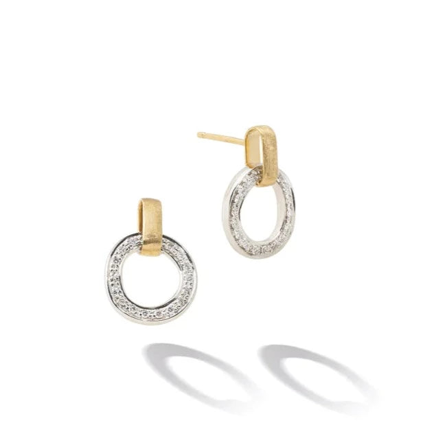 18kt Yellow &amp; White Gold Flat-Link Diamond Jaipur Link Collection Stud Earrings Earrings Marco Bicego