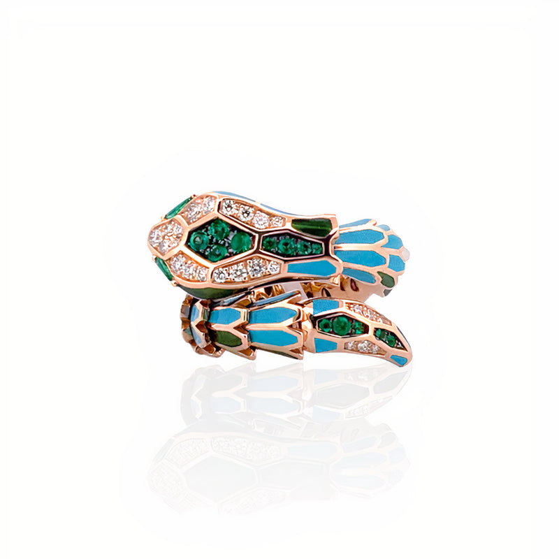 Emerald Serpent and Turquoise Scales Rings H&H Jewels