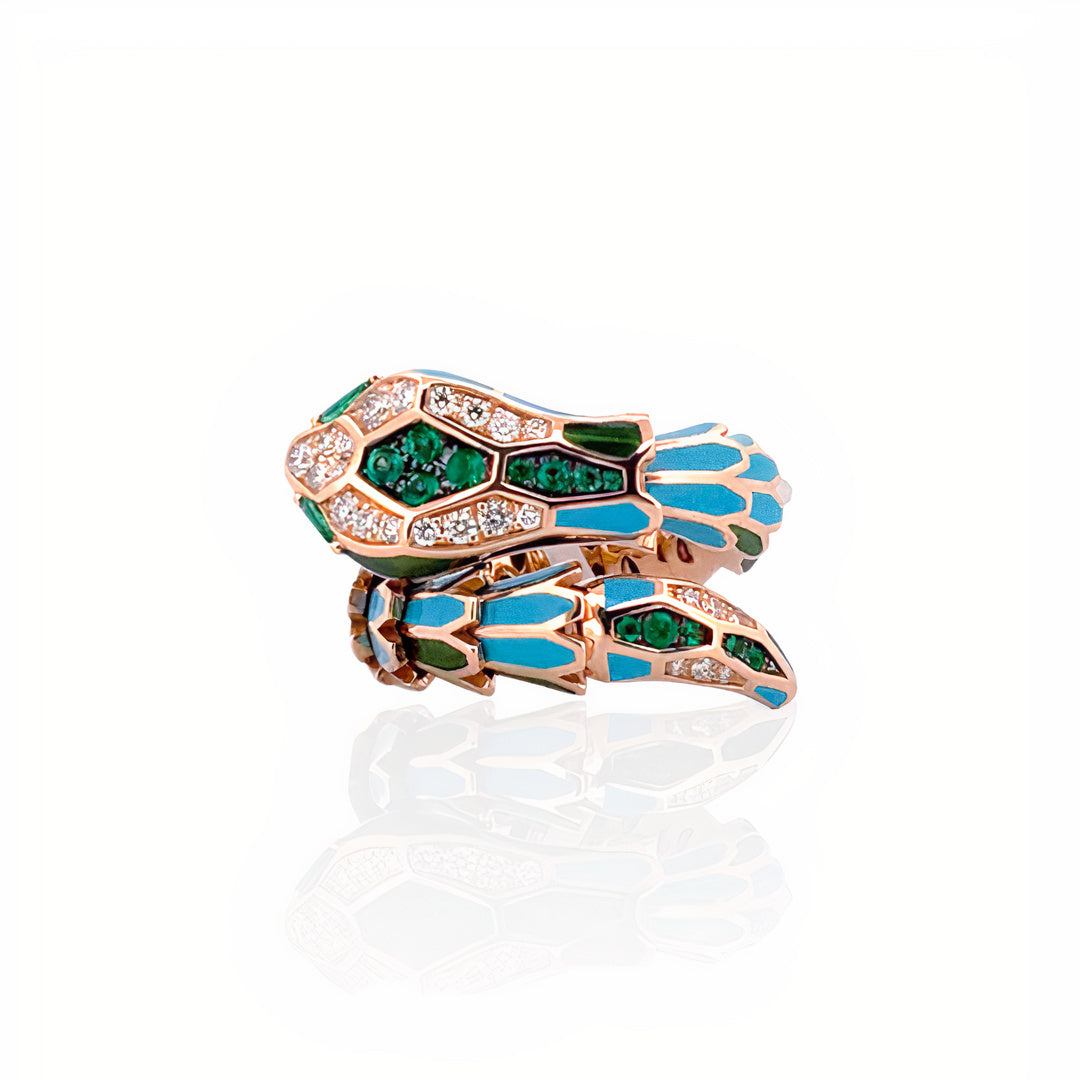 Emerald Serpent and Turquoise Scales Rings H&H Jewels