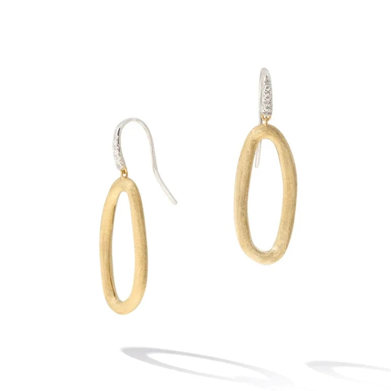 18kt Yellow &amp; White Gold Oval Link Diamond Jaipur Collection Hook Earrings Earrings Marco Bicego