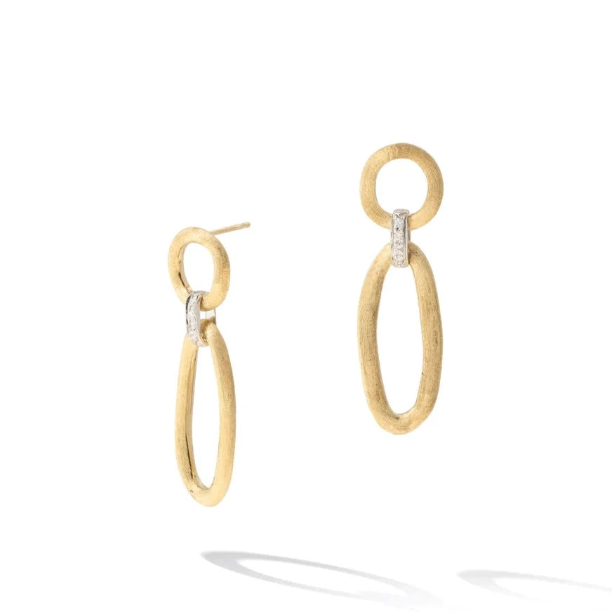 18kt Yellow &amp; White Gold Mixed Link Diamond Jaipur Link Collection Drop Earrings Earrings Marco Bicego