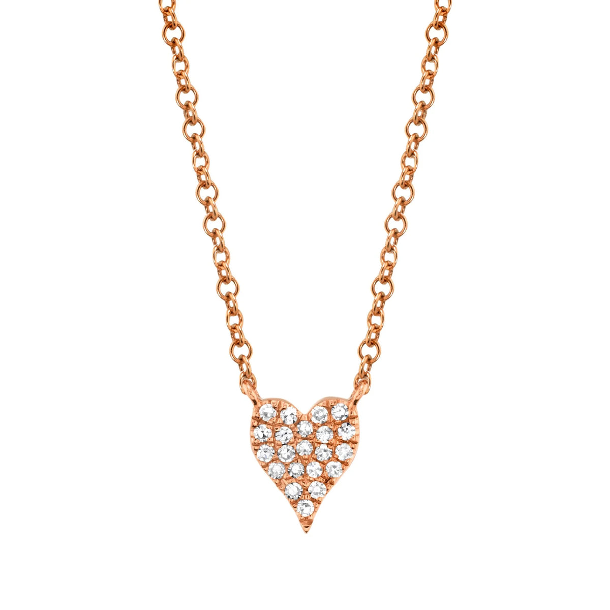 0.05Ct Diamond Pave Heart Pendant Necklace - Mini Necklaces Shy Creation
