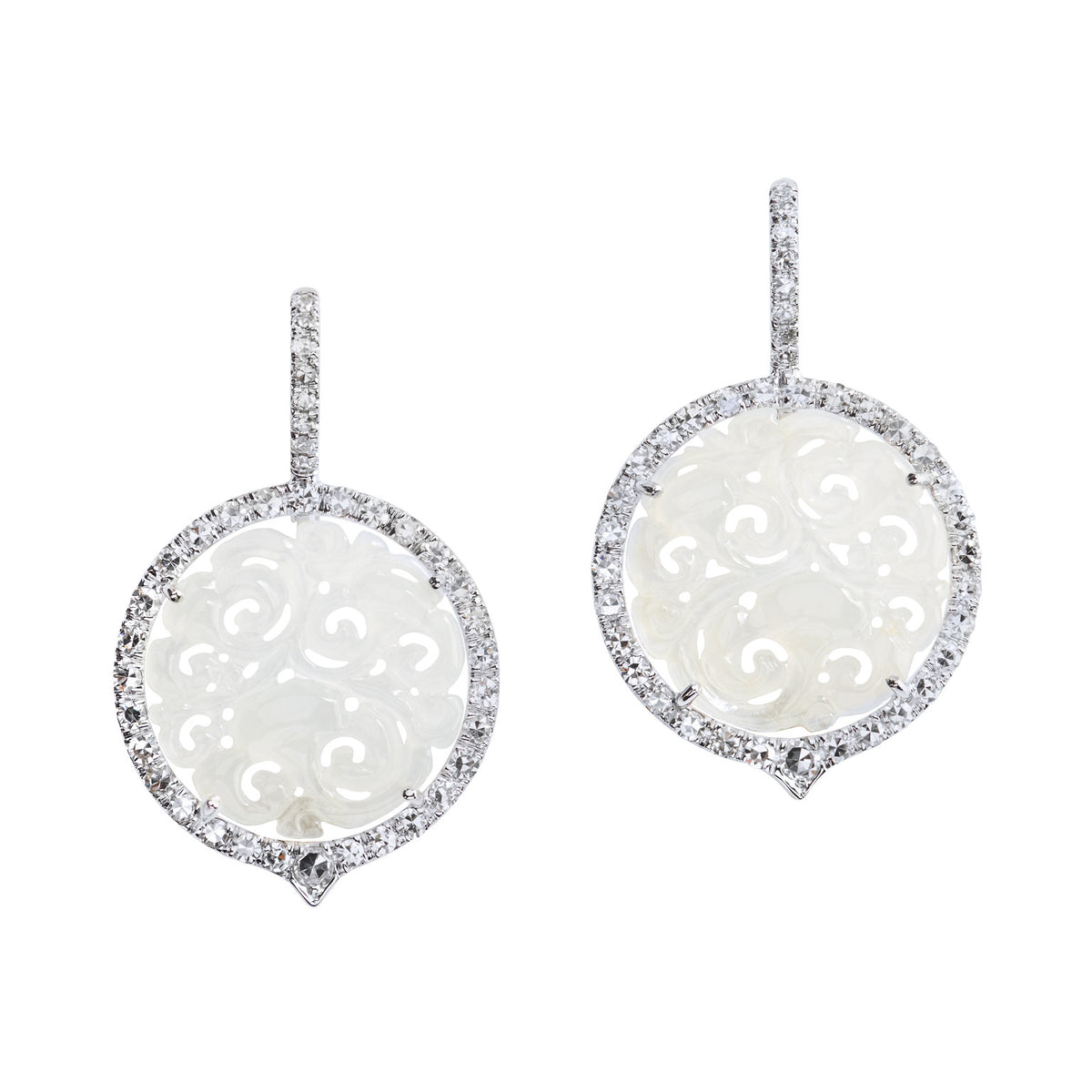 White Gold Icy Jade And Diamond Earrings Earrings H&H Jewels