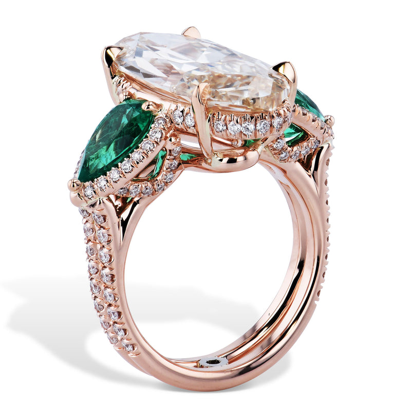 Diamond and Emerald Rose Gold Ring Rings H&H Jewels