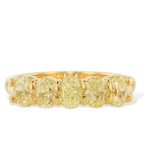 Five Stone Yellow Diamond Gold Ring Rings H&amp;H Jewels