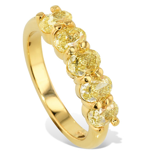 Five Stone Yellow Diamond Gold Ring Rings H&H Jewels
