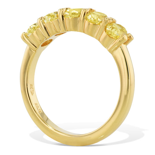 Five Stone Yellow Diamond Gold Ring - Alternate View 2