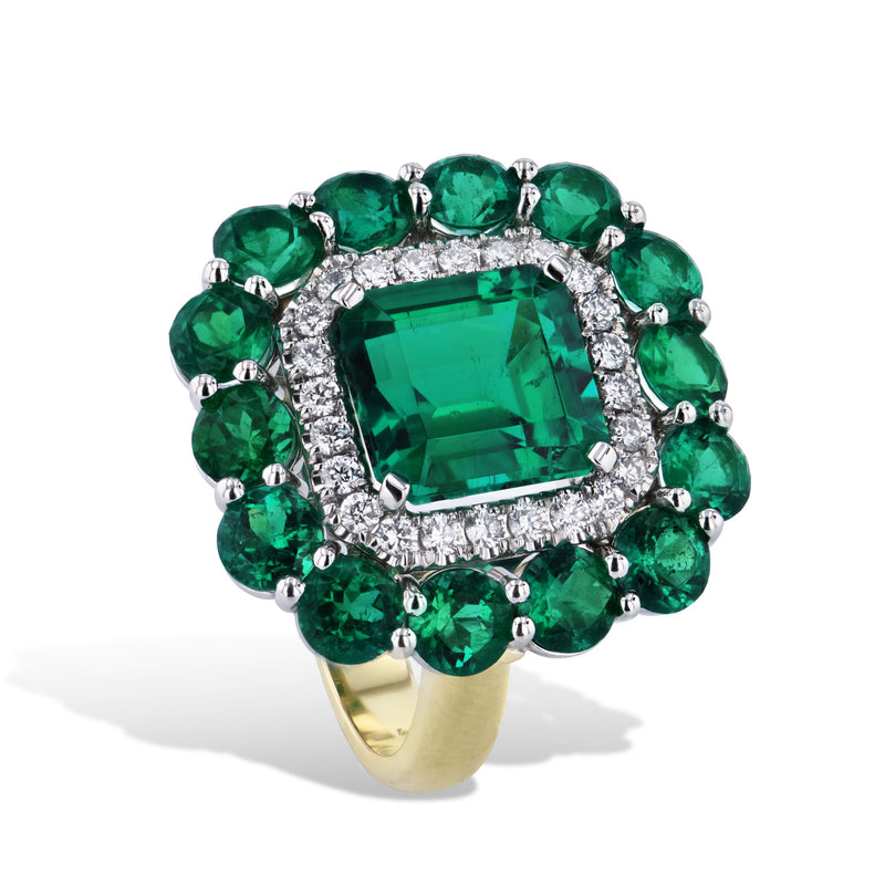 Emerald and Diamond Ring Rings H&H Jewels