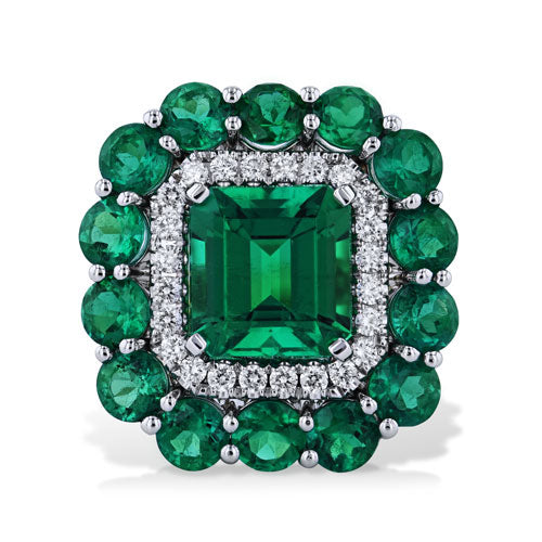 Emerald and Diamond Ring Rings H&H Jewels