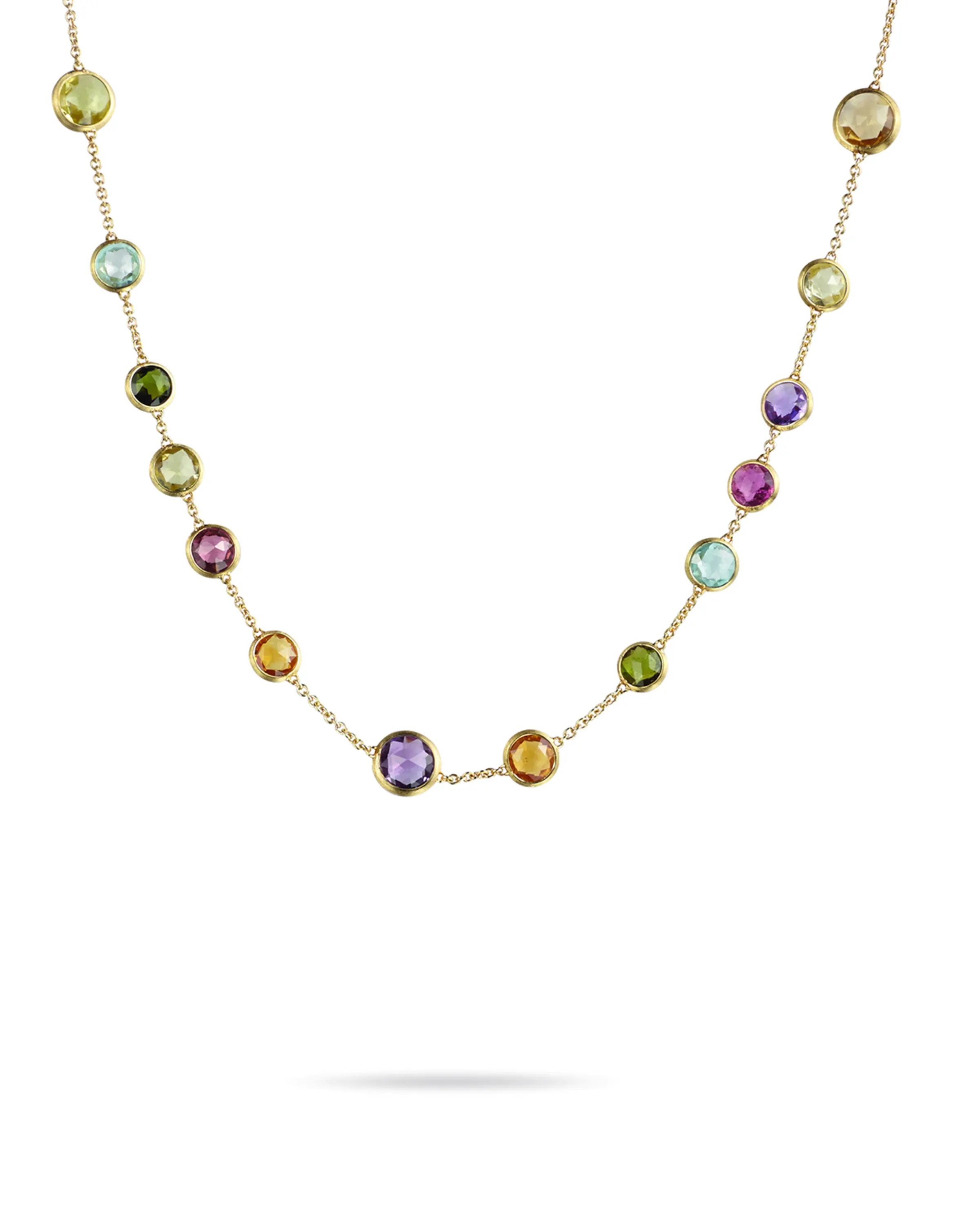 18K Yellow Gold Jaipur Color Collection Mixed Gemstone Necklace - 17&quot; Necklaces Marco Bicego