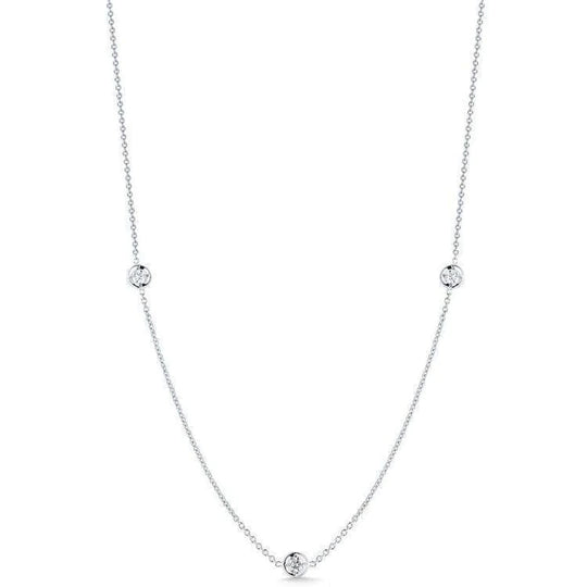18kt White Gold 3 Station Diamond Necklace Necklaces Roberto Coin