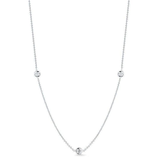 18kt White Gold 3 Station Diamond Necklace Necklaces Roberto Coin