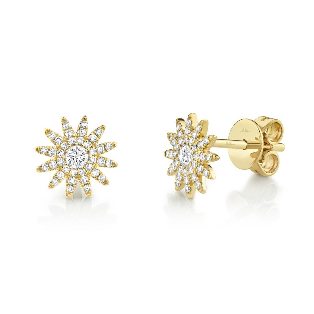 0.24ct Yellow Gold Diamond Starburst Earrings Earrings Gift Giving