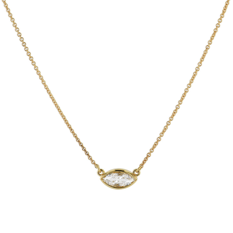 0.34ct Marquise Cut Yellow Gold Diamond Necklace Necklaces H&H Jewels